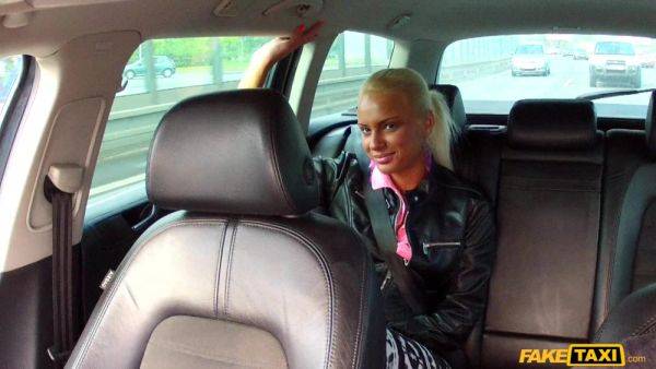 Slutty Pigtailed Blonde Explores Cabbie's Cock And Balls - oral sex - xhand.com on pornsfind.com