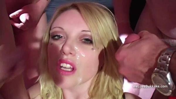 Stream the hardcore movie of : Guys Circle around Shay and Cum on her Face