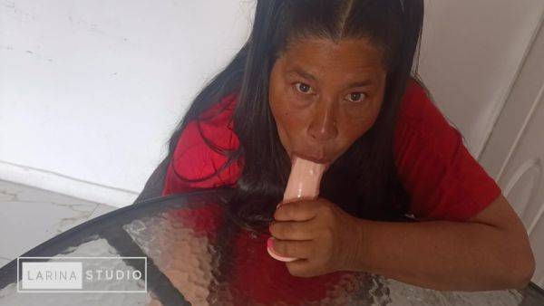 Sexy Mature Colombian Debuts Her New Dildo By Giving It A Wet Blowjob - hclips.com - Colombia on pornsfind.com