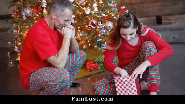 StepDaughter's Big Cock Fulfills Christmas Eve Fun with Small-Titted Teens - sexu.com on pornsfind.com