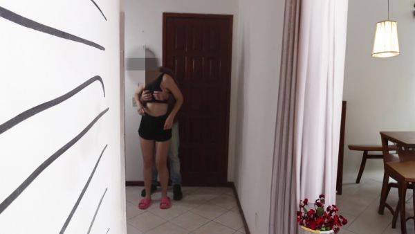 Wife Welcomes The Neighbor To The House While The Cuckold Is In The Bathroom - hclips.com - Brazil on pornsfind.com