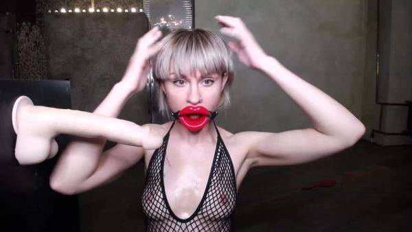 View this hardcore video named : Astounding Giant Dildo Deep Throat Show