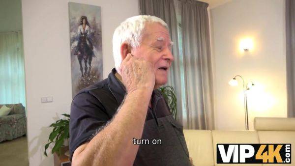 Enjoy watching the uncut clip named : VIP4K. Wife with big boobs gets a special fucking present from older husband