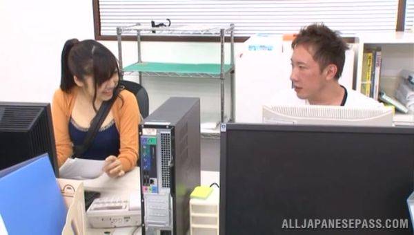 Japanese office babe gets intimate with one of the co-workers - xbabe.com - Japan on pornsfind.com