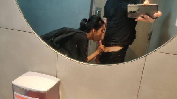 Enjoy watching the hardcore scene titled : Public Comfort Room Cum Sucking Session Angelcatkiss