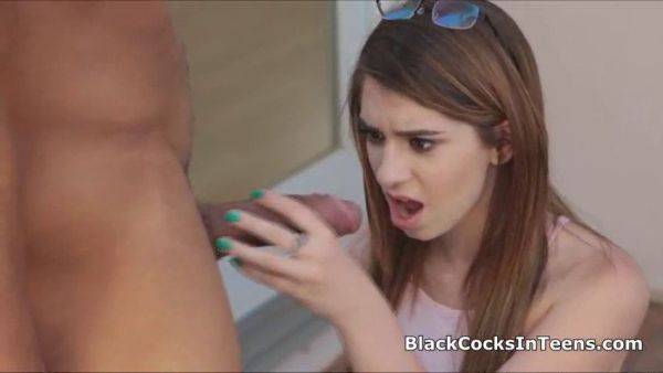 Watch the uncensored scene called : Watch this hot, perky teen ride a huge black cock like a pro