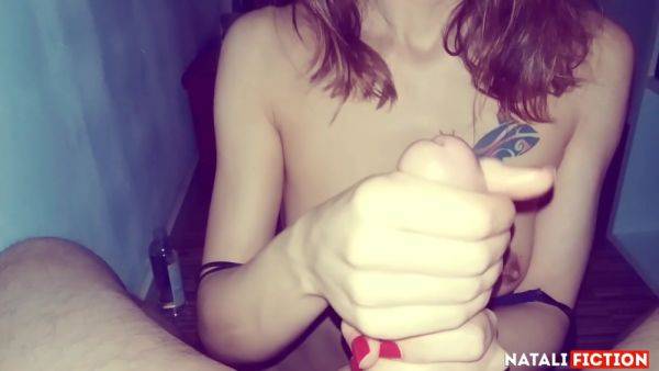 Play this uncensored scene called : Natali Fiction - Sensual Handjob With Cum In Mouth