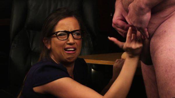 View this complete video of : CFNM SPH babe jerks small cock