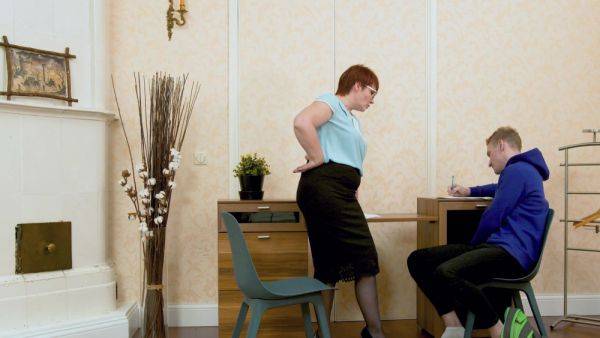 Stream this HD clip named : Big ass mature woman is keen to strip and fuck this young student