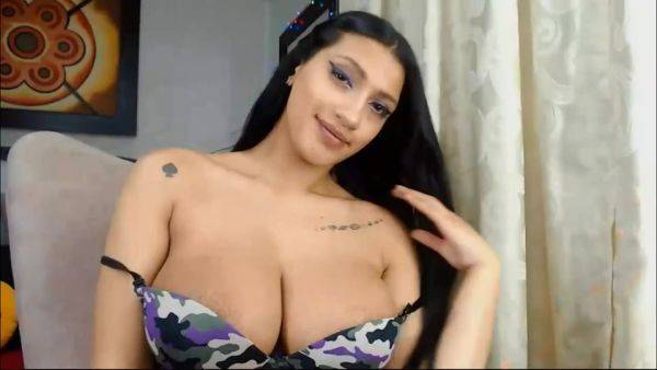 Busty Latina Babe Teaes In Front Of Webcam - hclips.com on pornsfind.com