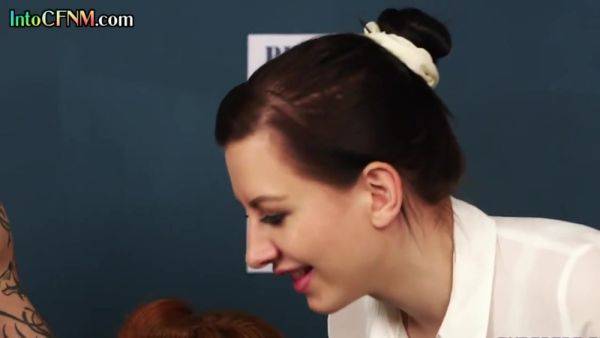 Stream complete scene : CFNM police voyeur watches 3some FFM HJ by her colleagues