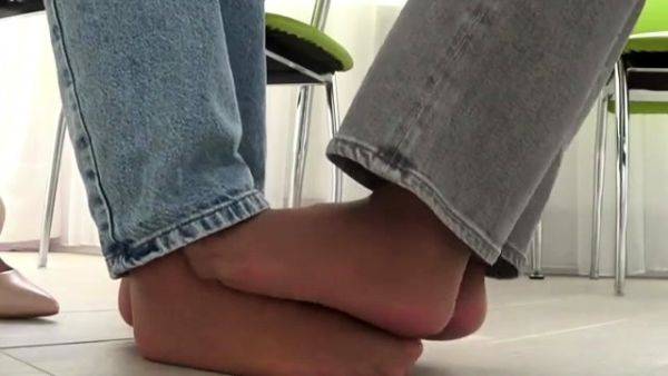 View the complete video titled : My Fetish Fantasies - Footsie under the table in nylon