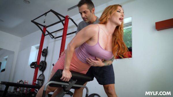 Watch the uncut scene of : Redhead screams for more while letting personal trainer bang her