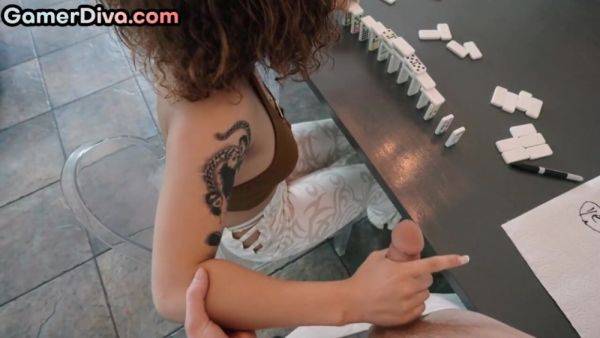 Watch this uncensored movie called : Ink gaming busty babe drilled in POV by big white dick