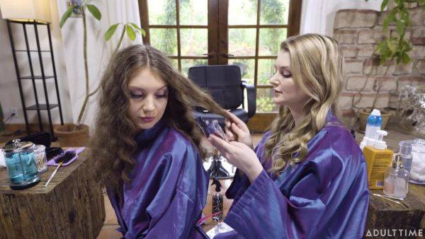 Hairdressing salon and two horny lesbians Elena Koshka and Bunny Colby in it - anysex.com on pornsfind.com