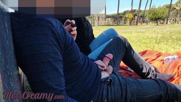 French Teacher Handjob Amateur On Public Park To Student With Cumshot With Miss Creamy - videomanysex.com - France on pornsfind.com