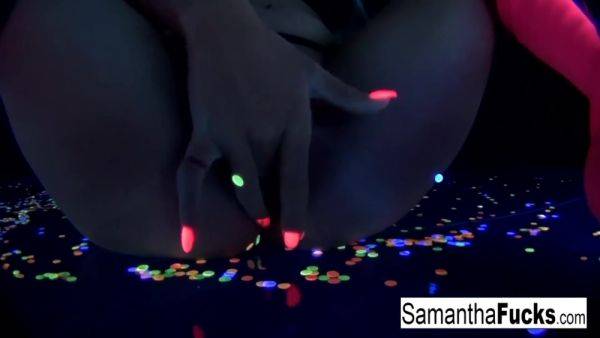 Watch complete video called : Big Tittied Blonde Loves Masturbating In Uv With Samantha Saint