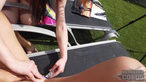 Play hardcore video called : Ginger Spinner Lea And Miss Pussycat Pov Sunbathing Dildo Play And Jacuzzi