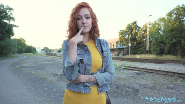 View the uncut movie of : Sexy Redhead Waitress Sucks Cock And Gets Fucked Doggystyle Outside In Public