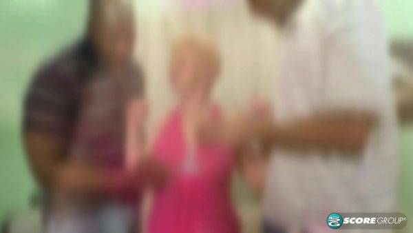 View HD clip : Two Big Black Cocks For The Golden Girl