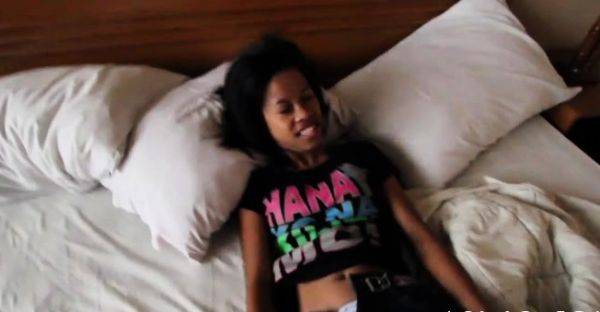 Enjoy watching the uncensored video titled : Delectable chick bounces on fat packing monster