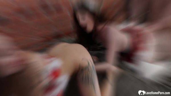 Play this uncut scene : Teaching two horny babes a harsh lesson