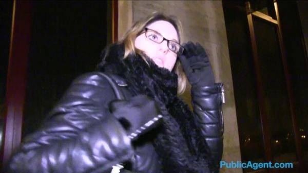 Naughty French tourist with glasses gets fucked in public stairwell for cash - sexu.com on pornsfind.com