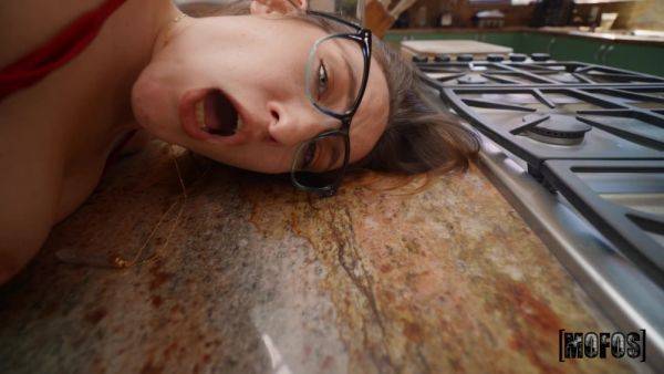 Nerdy brunette Everly Haze gets fucked in the kitchen - xhand.com on pornsfind.com