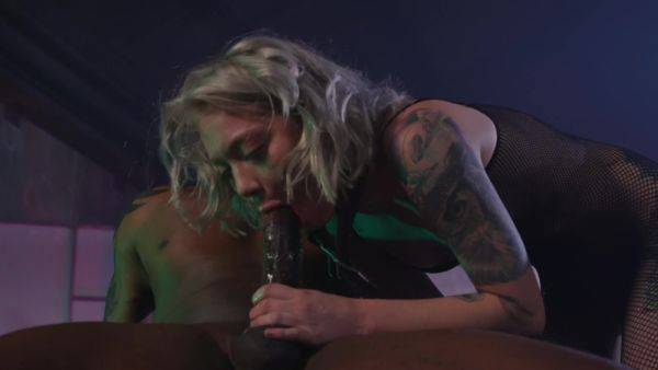 Enjoy watching this complete clip of : Strong hardcore with a black bull grants this submissive whore the best facial