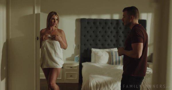 Enjoy watching this uncut movie called : A big-boobed MILF shows her stepson how to properly enjoy passionate sex.