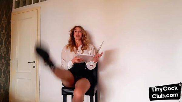 Watch uncensored scene called : SPH solo babe in stockings talks dirty about small cocks