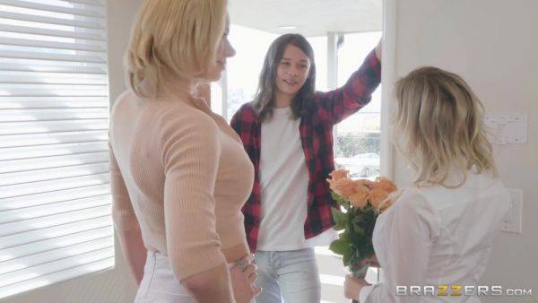 View this hardcore clip called : Long-haired dude fucks two busty MILFs-next-door