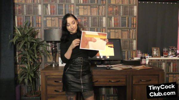 Watch HD movie of : SPH solo babe in leather humiliates small cocks in dirtytalk