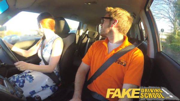 Zara DuRose gets her ginger bush out in a fake driving school POV video - sexu.com on pornsfind.com