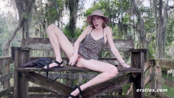 Stream this complete scene of : Hot Blonde Masturbates In A Public Place