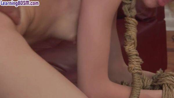 Play this full scene of : Submissive skinny BDSM GF mouth jizzed after pussydrilled