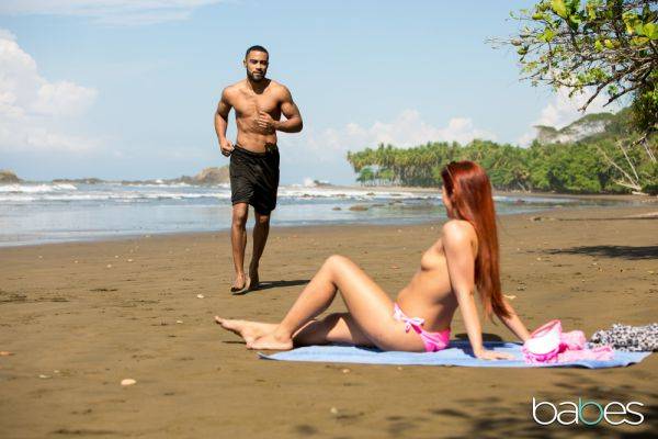 View uncut video named : Gala Brown pleasures sporty black dude on the beach