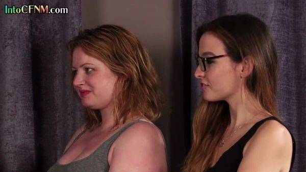 Enjoy watching this full clip : CFNM femdom British MILF grinds cock in front voyeur babes