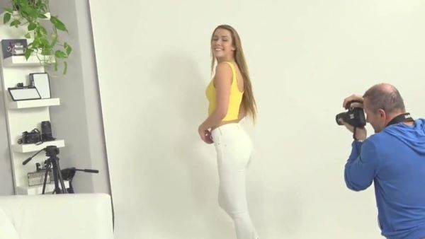 Stream this uncensored clip of : amazing brunette at porn casting