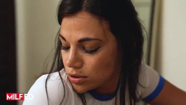 View the uncensored movie called : Milf Prefers To Get On Her Knees And Satisfy Her Coachs Cock Than Exercise With Mona Azar