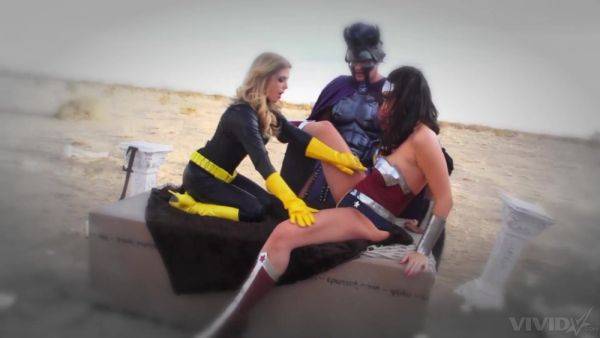 Steamy females go intimate with the same dick in super hero role play - hellporno.com on pornsfind.com