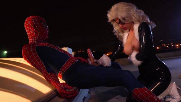 Blonde cougar dazzles with her huge tits while doing Spider Man - xbabe.com on pornsfind.com