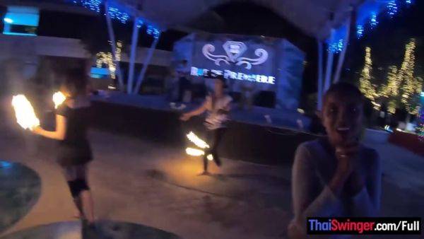 Watch the uncut video titled : Amateur couple watches a fire show and has hot sex once back in the hotel
