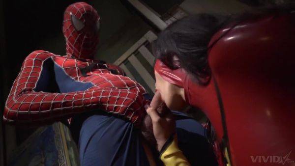 Spider man rams gorgeous brunette super hero and floods her tits - xbabe.com on pornsfind.com