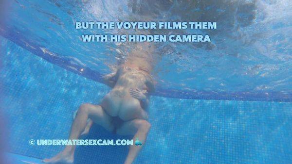 This couple thinks no one knows what they are doing underwater in the pool but the voyeur does - hclips.com on pornsfind.com