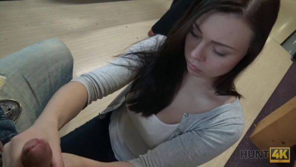 Hunter goes wild for cash in bowling alley - POV reality porn - sexu.com - Czech Republic on pornsfind.com