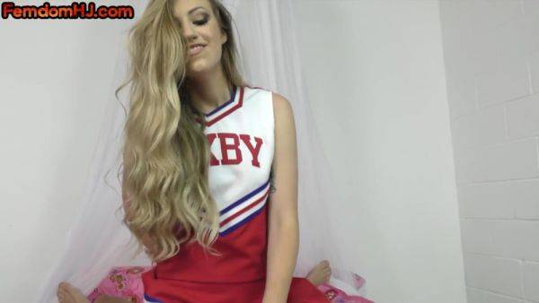 Watch this hardcore movie of : Femdom cheerleader wanks cock in POV after facesitting