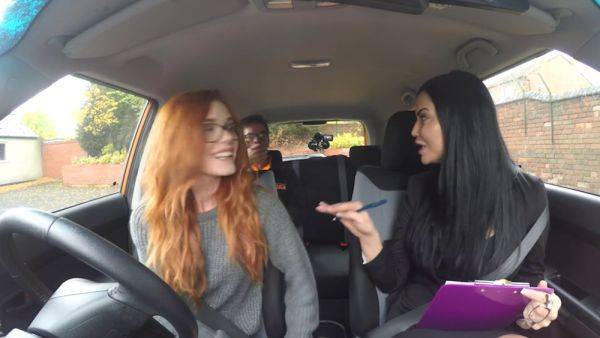 Jai James & Ryan Ryder teach hot ebony babe how to drive with their massive black boobs - sexu.com - Britain on pornsfind.com