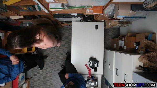 Play complete scene : Teen Thief Tag Teamed By Security Guards In The Back Of