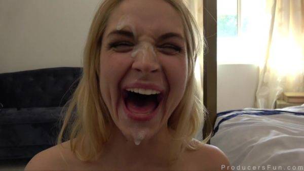 Blondie with big blobs answers questions during sex - Cumshot - xtits.com on pornsfind.com